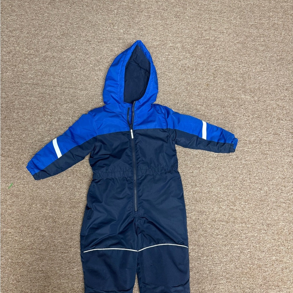 Blue and Black Hooded Snowsuit